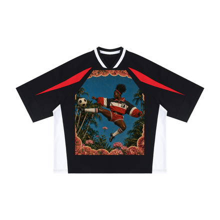 Unisex Oversized Color Block V-Neck T-Shirt
