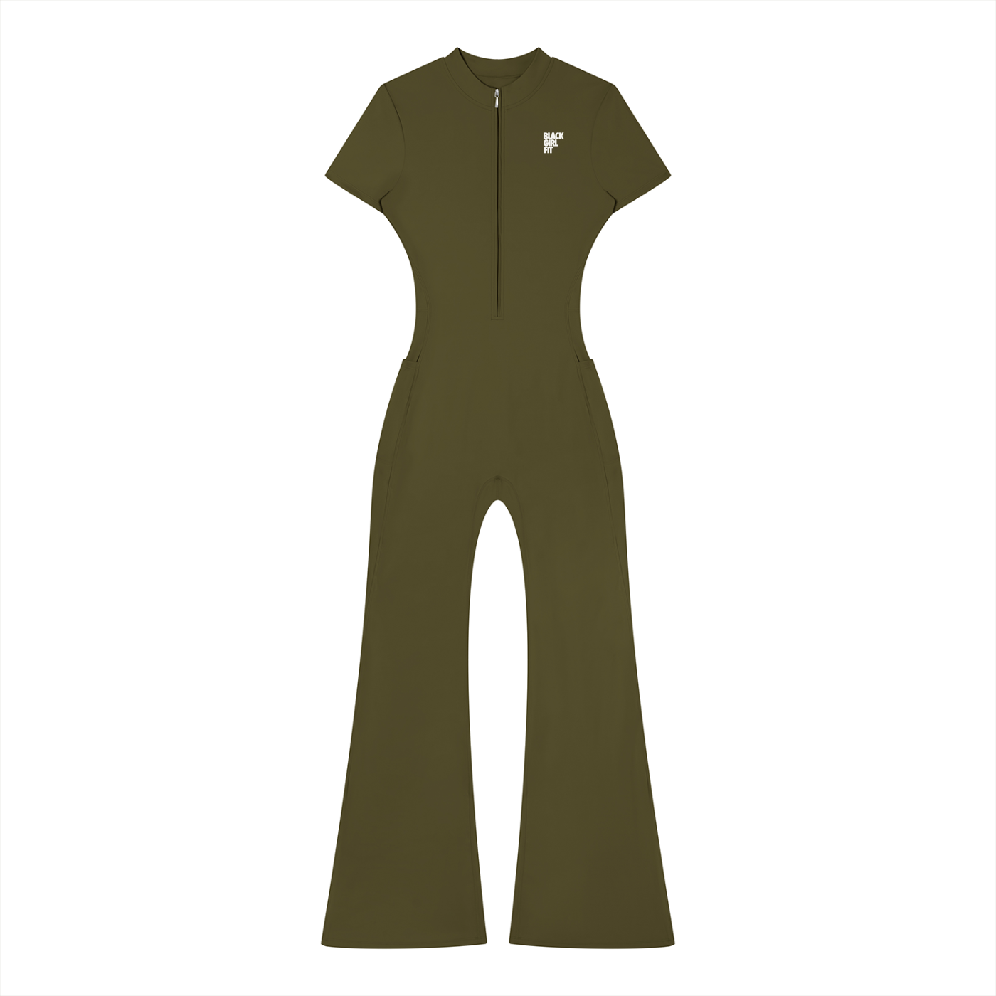 Women’s Tight Flared Leg Quarter-Zip Jumpsuit