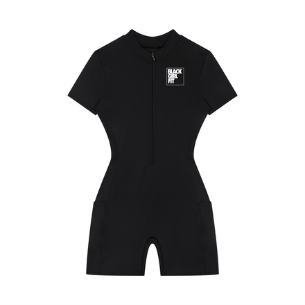 Women's Quarter-Zip Short Sleeve Romper